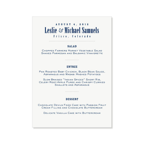 The Telluride Menu